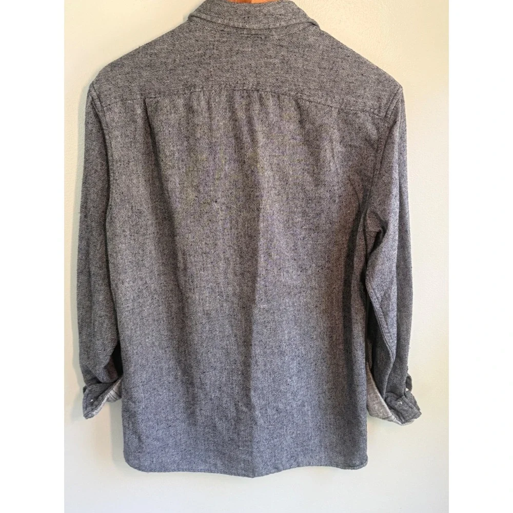 J.Crew Jeans Mens Medium Slim Fit Grey Herringbone Cotton Wool Blend Shirt